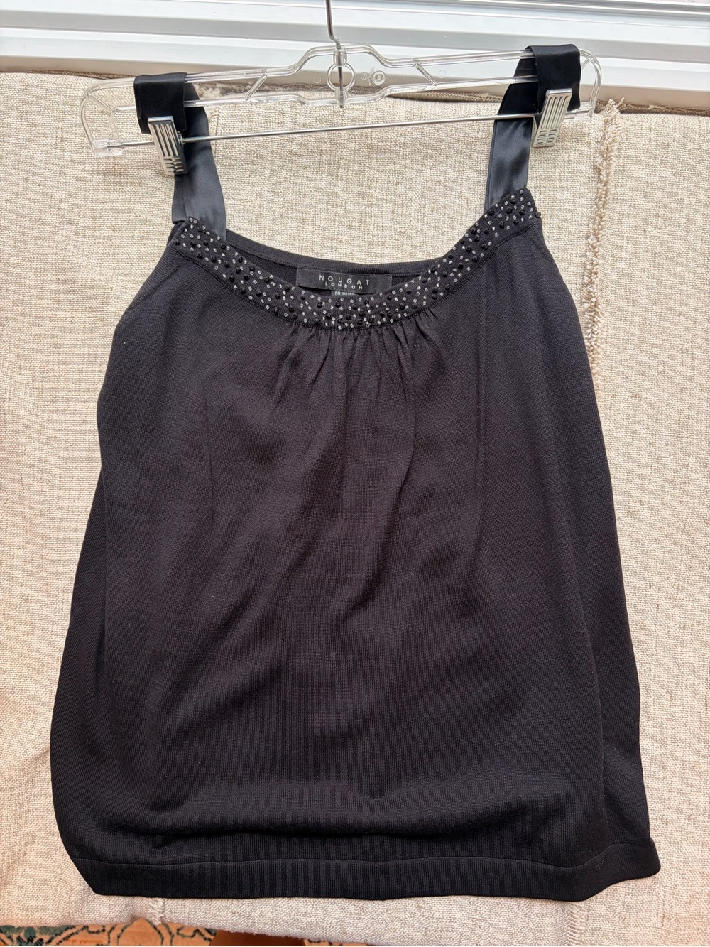 Nougat London Black Beaded Strap Camisole